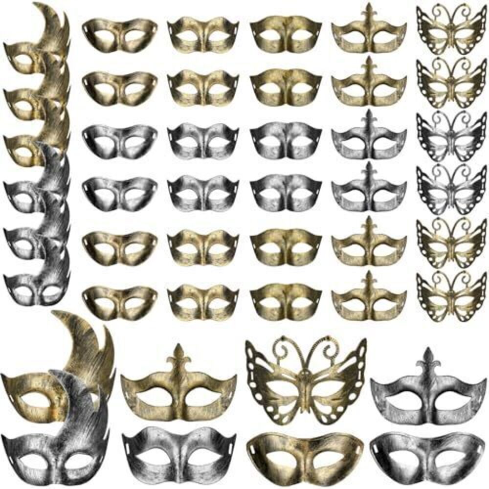 8845 48 Pcs Mardi Gras Masquerade Masks Antique Masks with Straps Mardi